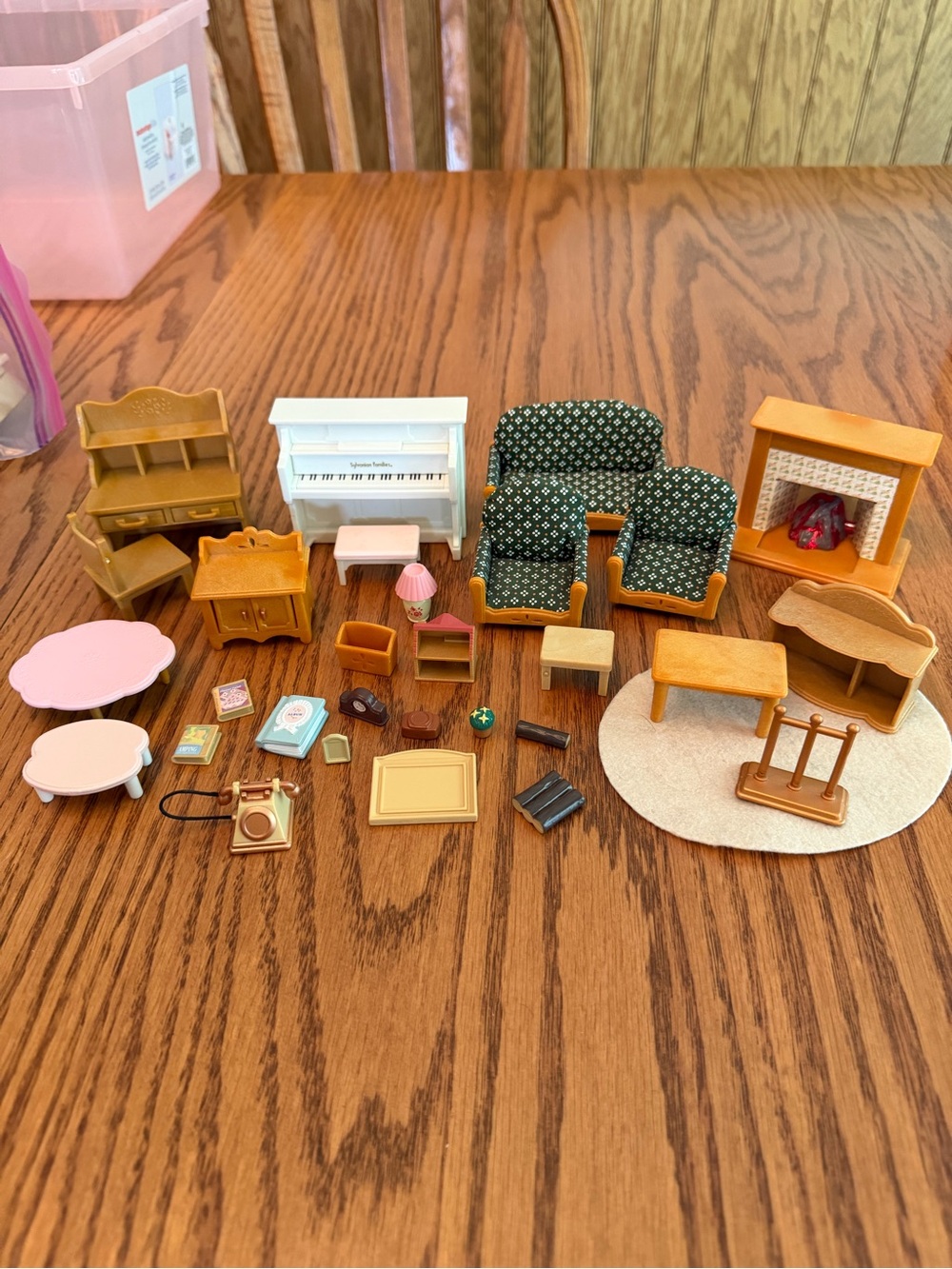 Calico Critters Sylvanian Families Furniture With accessories Fireplace, piano
